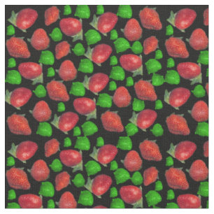 Groene en rode lekkere aardbeien, stof