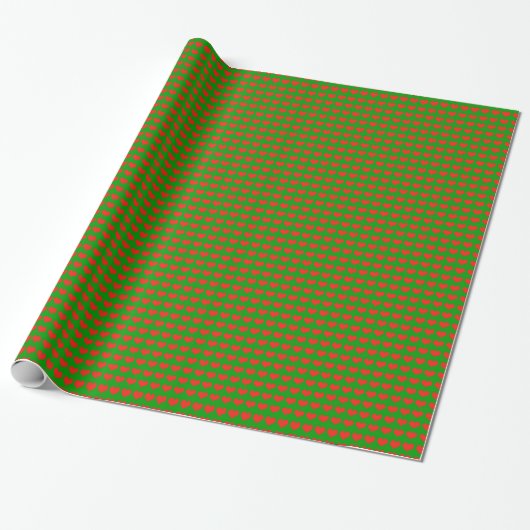 groene en rode liefde harten cadeaupapier (Uitgerold)