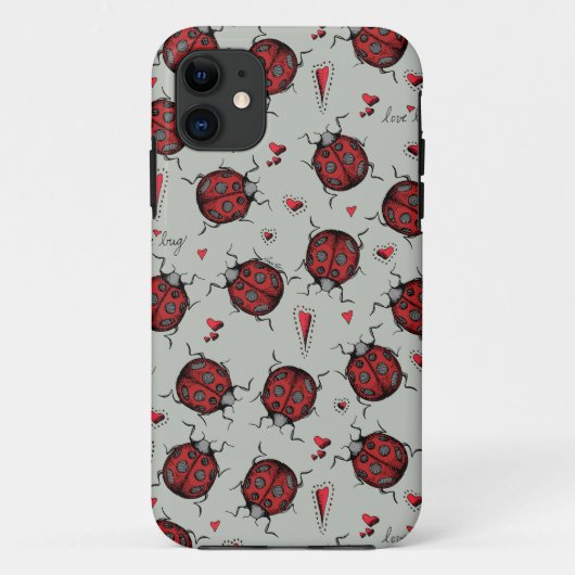 Groene en rode lieveheersbeestjes harten houden va Case-Mate iPhone case (Achterkant)