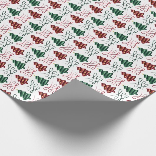 Groene en rode lippenstift getrokken kerstboom cadeaupapier (Hoek)
