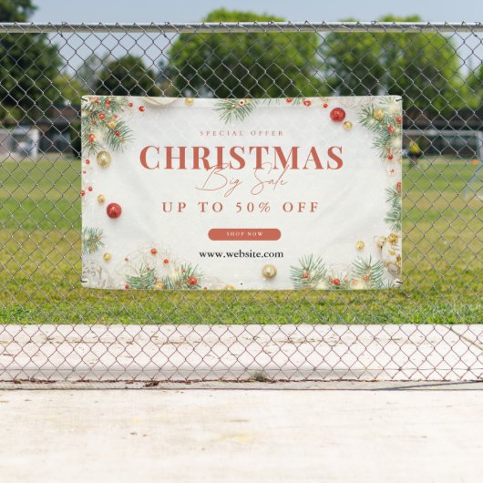Groene en Rode Minimalistische Kerst Uitverkoop  Spandoek (Insitu)