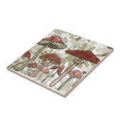 Groene en rode paddenstoelen tegeltje (Zijkant)