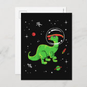 Groene en rode parasaurolophus dinos in de ruimte briefkaart (Voorkant / Achterkant)