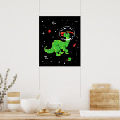 Groene en rode parasaurolophus dinos in de ruimte poster (Keuken)