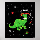 Groene en rode parasaurolophus dinos in de ruimte poster (Voorkant)