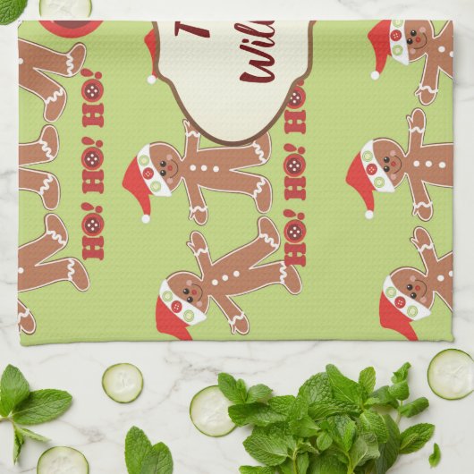 Groene en rode peperkoekparade theedoek (Gevouwen)