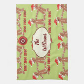 Groene en rode peperkoekparade theedoek (Verticaal)