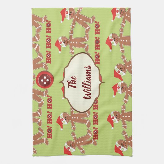 Groene en rode peperkoekparade theedoek (Verticaal)