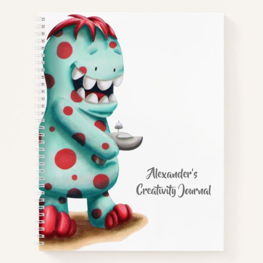 Groene en Rode Persoonlijke Alien Monster Notitieboek (Voorkant)