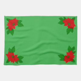 Groene en Rode Poinsettia Theedoek