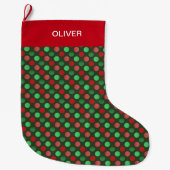 Groene en rode polka stippen grote kerstsok (Voorkant)