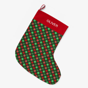 Groene en rode polka stippen grote kerstsok