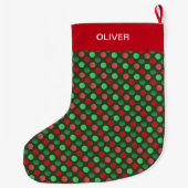 Groene en rode polka stippen grote kerstsok (Achterkant)
