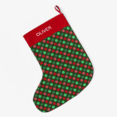 Groene en rode polka stippen grote kerstsok (Achterkant (Hangend))