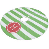 Groene en Rode Preppy Strepen Monogram Fleece Kerstboom Rok (Gekanteld)