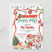 Groene en Rode Retro Kinderen Ornament Schilderfee Kaart (Voorkant)