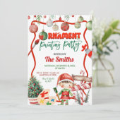 Groene en Rode Retro Kinderen Ornament Schilderfee Kaart (Staand voorkant)