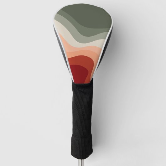 Groene en rode retro stijl golven golfheadcover (Voorkant)