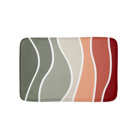 Groene en rode retro stijl golven ontwerp badmat (Voorkant)
