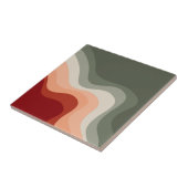 Groene en rode retro stijl golven tegeltje (Zijkant)