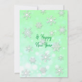 Groene en rode sneeuwvlokken Familie Foto's Kerstm Kaart (Achterkant)