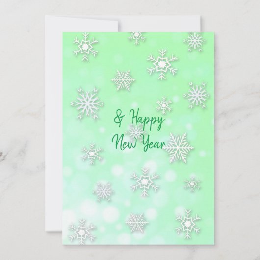 Groene en rode sneeuwvlokken Familie Foto's Kerstm Kaart (Achterkant)