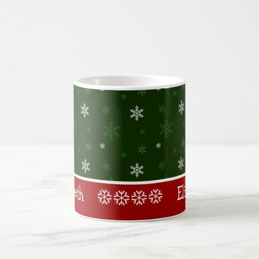 Groene en Rode Snowflake persoonlijke kerstMok Koffiemok (Center)