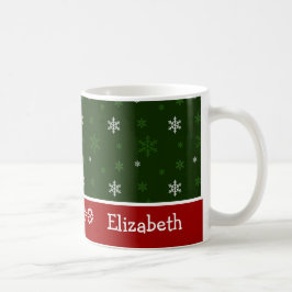 Groene en Rode Snowflake persoonlijke kerstMok Koffiemok