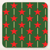 Groene en rode sterren kartonnen onderzetters (Voorkant)