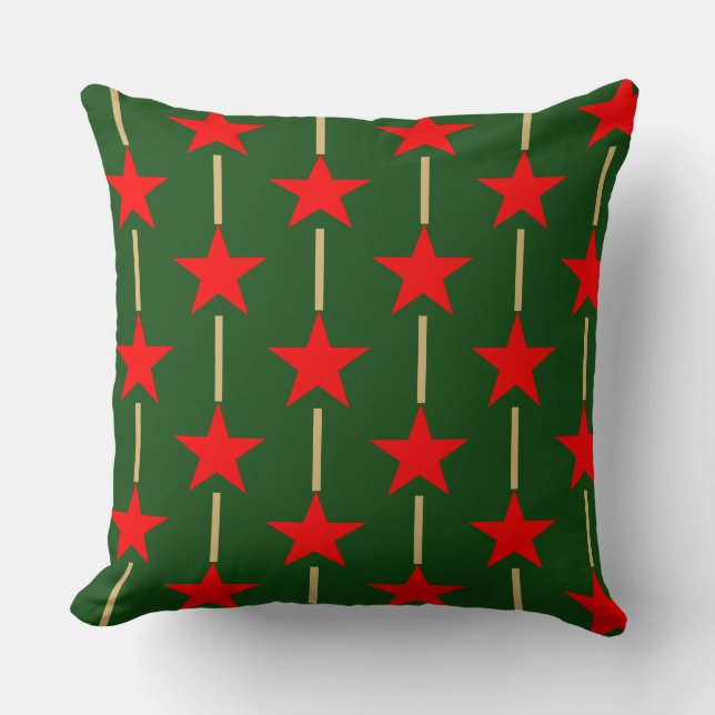 Groene en rode sterren kussen (Voorkant)