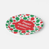 Groene en rode stip vakantie papieren bordje (Gekanteld)