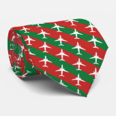 Groene en Rode Streep 737 Patroon Kerstmis Stropdas (Opgerold)
