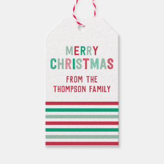 Groene en Rode Streep Kerstmis Gift Tags Cadeaulabel