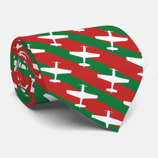 Groene en Rode Streep P-51 Kerstmis Stropdas (Opgerold)