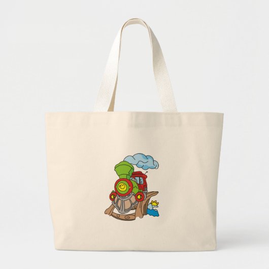 Groene en rode trein grote tote bag (Voorkant)