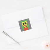 Groene en Rode Uilen Vierkante Sticker (Envelop)