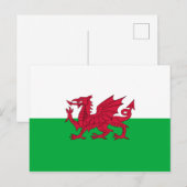 Groene en rode vlag van Wales met draak Briefkaart (Voorkant / Achterkant)