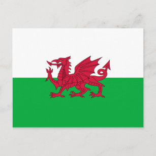 Groene en rode vlag van Wales met draak Briefkaart