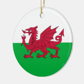 Groene en rode vlag van Wales met draak Keramisch Ornament (Links)