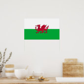 Groene en rode vlag van Wales met draak Poster (Keuken)