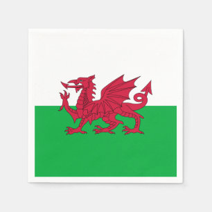 Groene en rode vlag van Wales met draak Servet