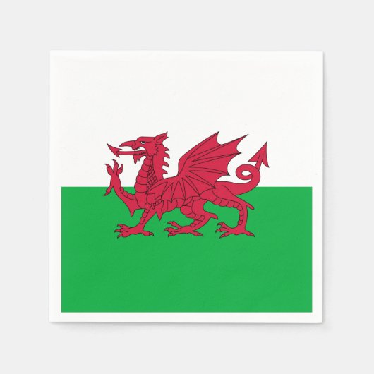 Groene en rode vlag van Wales met draak Servet (Voorkant)