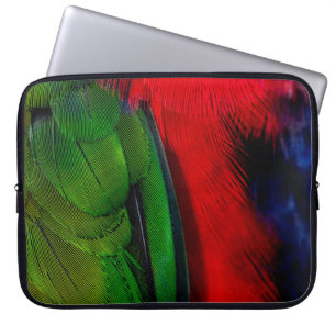 Groene en rode vogelstaart laptop sleeve