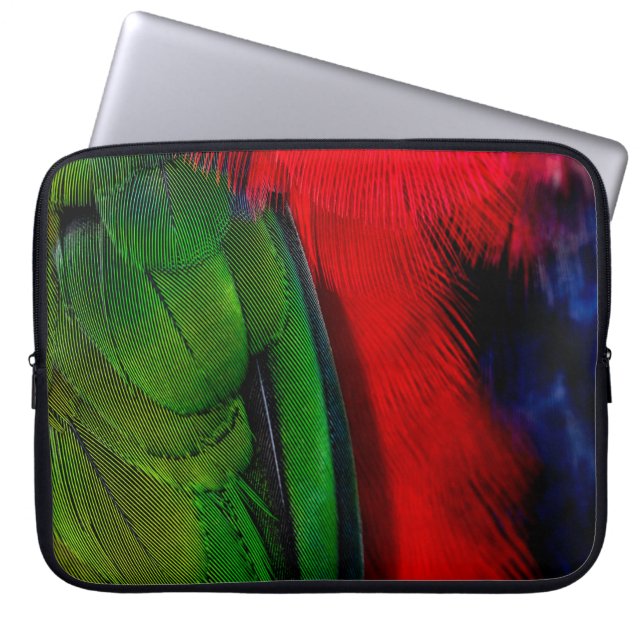 Groene en rode vogelstaart laptop sleeve (Voorkant)