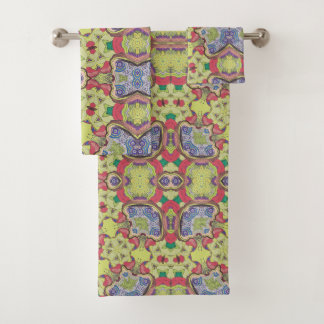 Groene en Rode Wandtapijt Bad Handdoek