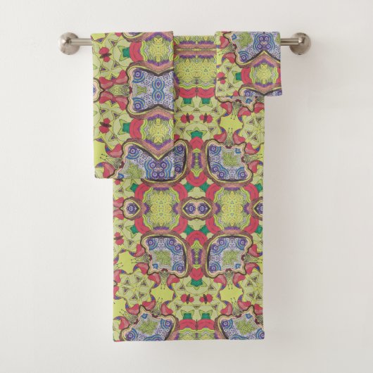 Groene en Rode Wandtapijt Bad Handdoek (Insitu)