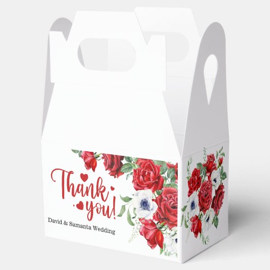 Groene en Rode Waterverf Bloemen Bruiloft Favor Bo Bedankdoosjes (Geopend)