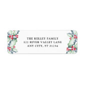 Groene en Rode Waterverf Holly, Vakantie Etiket (Voorkant)