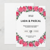 Groene en rode waterverf huwelijksuitnodiging kaart (Voorkant / Achterkant)