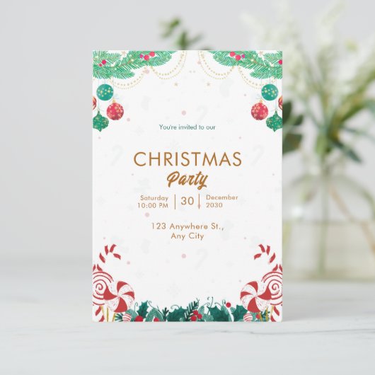 Groene en rode Waterverf kerst Kaart (Staand voorkant)